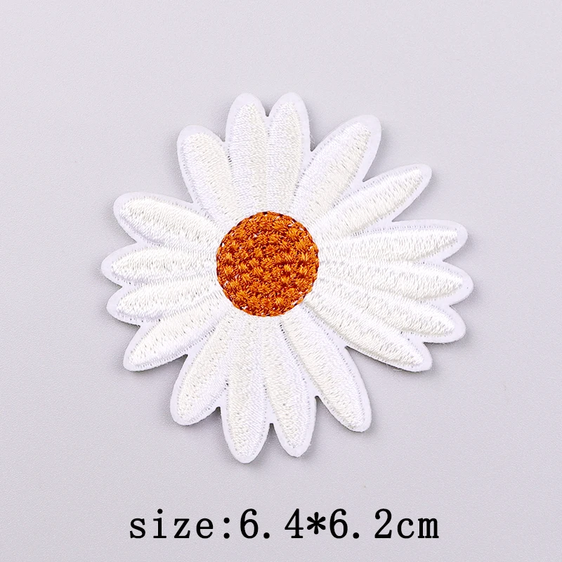 Blumen stickerei Patch Eisen auf Patches für Kleidung Thermo kleber Patches für Kleidung Cartoon Sonnenblume schmelz bare Patch Applique - imagen 3