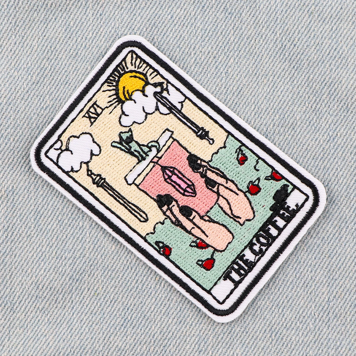 Parche de tarjeta de Tarot, parche bordado de café, parches para planchar para ropa, parches termoadhesivos para ropa, insignias para coser DIY - imagen 5