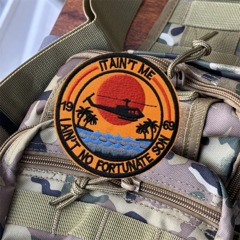 Tactische Moreel Badge Zonsondergang Vliegtuig Borduurpatch op Kleding Haak Lus Patches Rugzak Stickers Armband