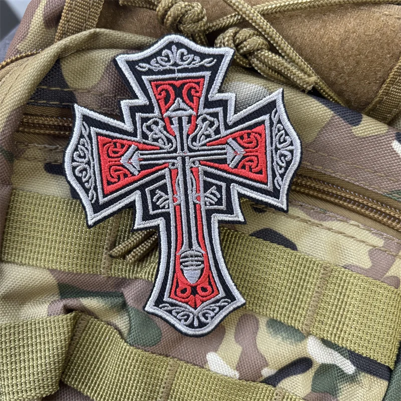 Parche bordado táctico "Cruza templaria" para ropa, insignia de moral, parches con gancho, pegatinas para mochila, brazalete - imagen 2