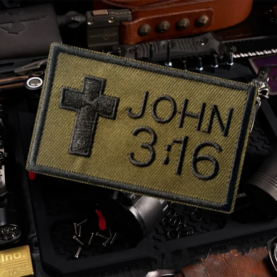 Parche táctico John 3:16 bordado velcro para mochila chaleco
