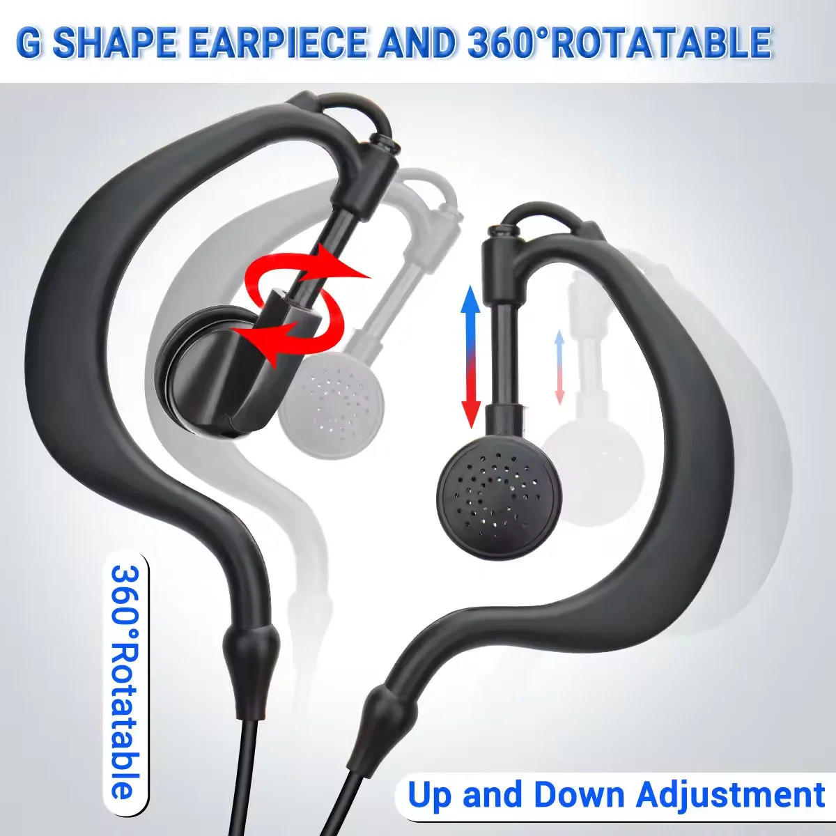 ABBREE AR-790 gancho para la oreja en forma de G auricular K enchufe para Baofeng UV-21 UV-5R Mini UV-32 Quansheng UV-K5/K6 Walkie Talkie - imagen 4