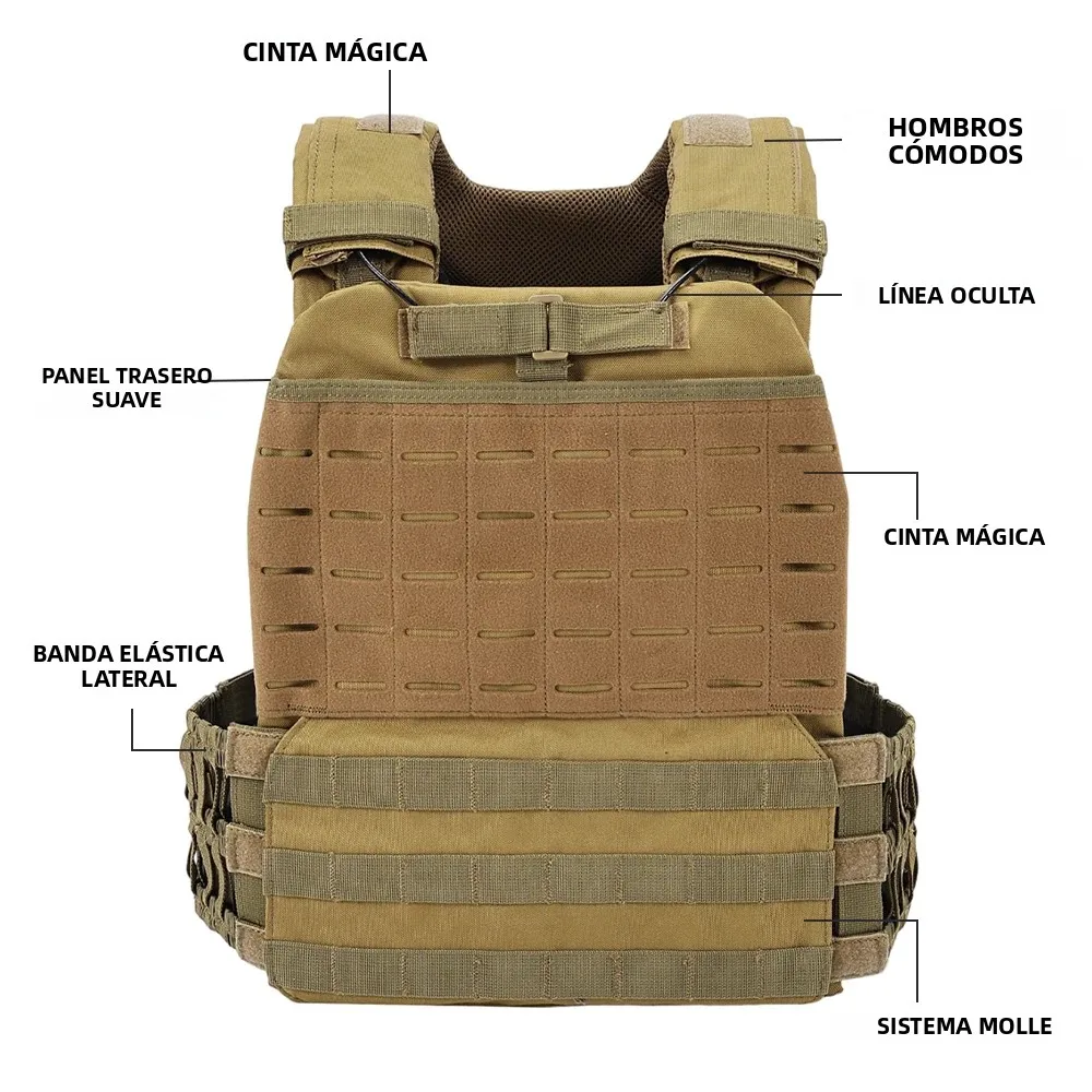 Portador de placa para entrenamiento de combate corporal, aparejo de pecho, chaleco de asalto, equipo, chaleco deportivo, chaleco de soporte de carga ligero para ejercicio ajustable - imagen 3