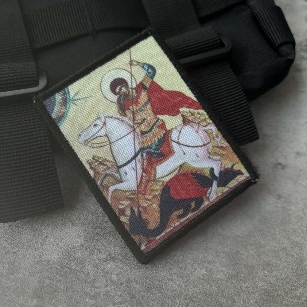 Parche táctico de los victores de San Jorge, emblema de gancho y bucle impreso, insignia de moral militar, brazalete, pegatinas para mochila Chevron - imagen 4