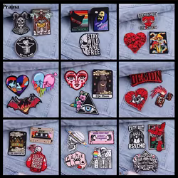 Parche bordado Punk de 3 piezas, calaveras de terror, parches termoadhesivos para ropa, decoración de insignias de demonio DIY