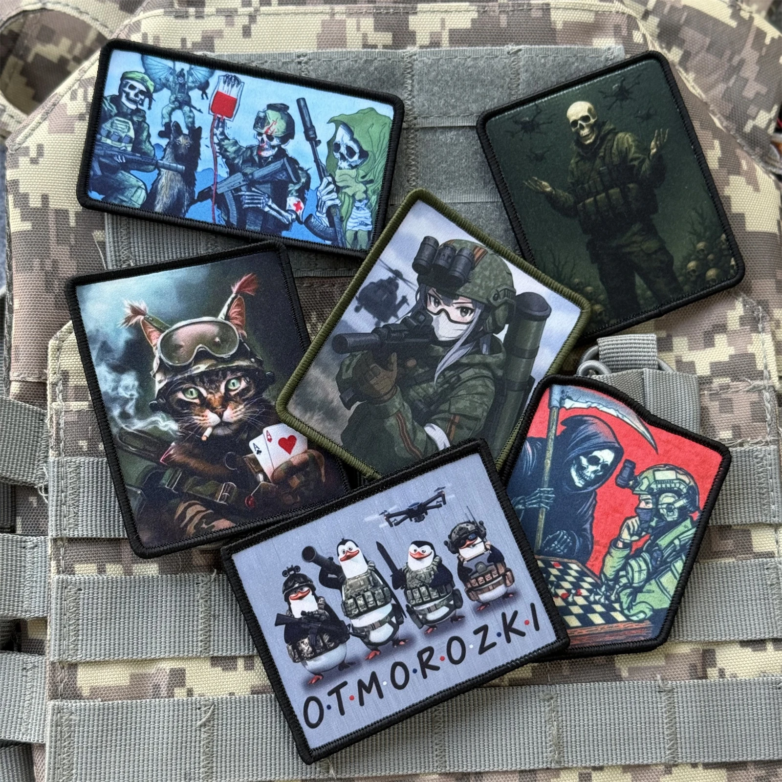 Insignia de moral con estampado de soldado táctico Chevron, brazalete táctico militar, parches de gancho y bucle, pegatinas con apliques para mochila y ropa