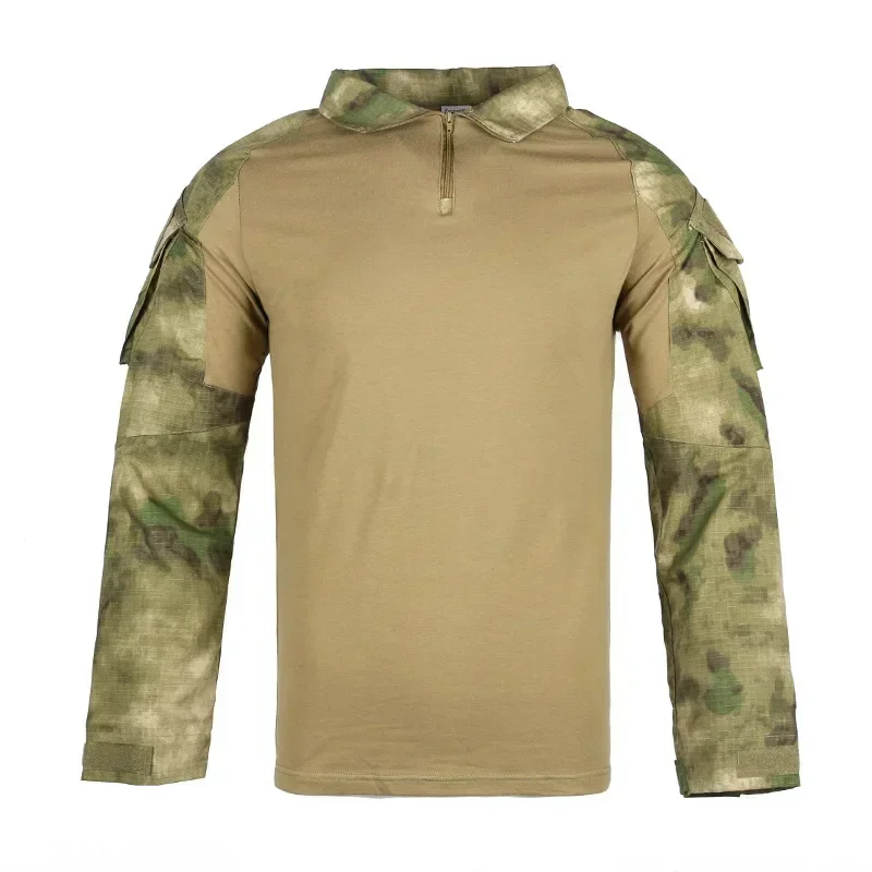 Camiseta de combate al aire libre para hombre, camisetas de manga larga para senderismo, camisas tácticas militares de algodón, Tops de caza Airsof resistentes al desgaste - imagen 4