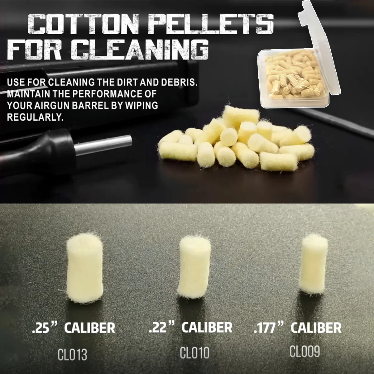 Pellets de limpieza tácticos, Kit de limpieza de fieltro de lana de calibre 177.22.25, textura tejida, elimina la suciedad, limpiador de tuberías de pistola de aire - imagen 3