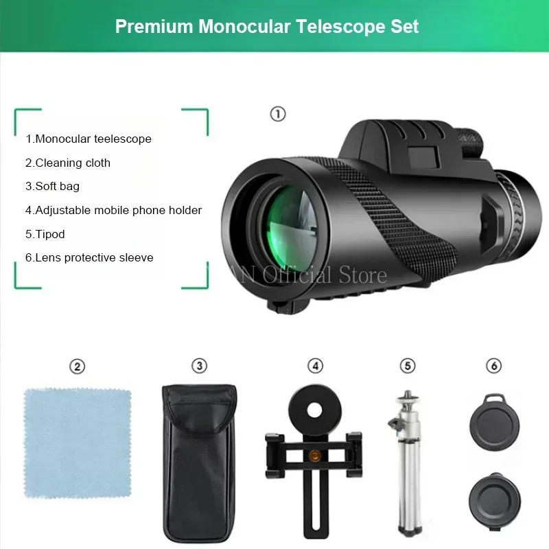 Telescopio portátil plegable zoom HD para caza camping y viajes - imagen 5