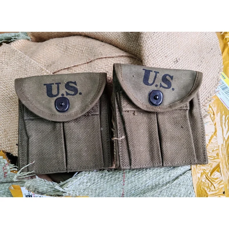 2 uds genuino ORIGINAL de la Segunda Guerra Mundial ejército de EE. UU. M1 M2 carabina lona revista bolsa bolsa militar excedente