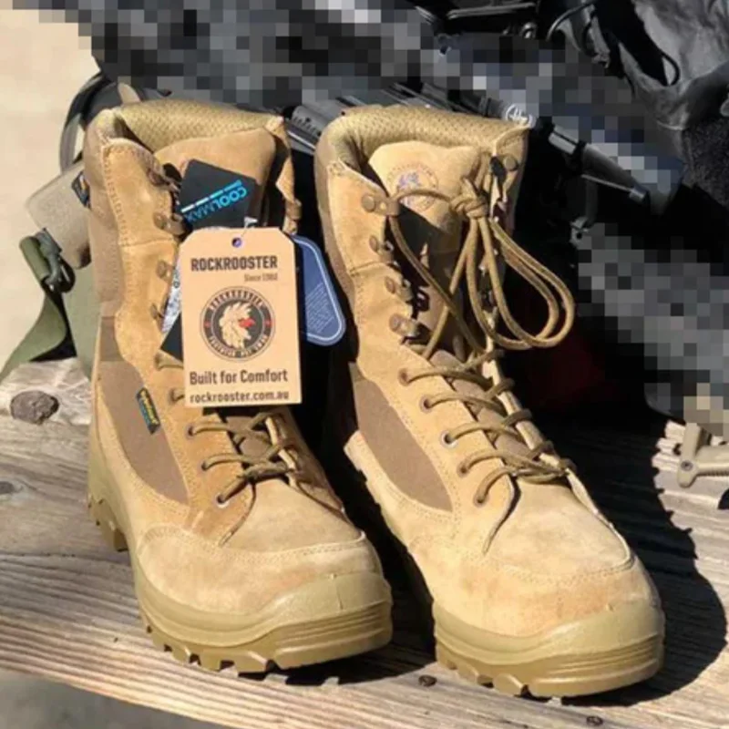 Botas de senderismo ROCKROOSTER de piel de vaca, botas tácticas de combate para el desierto, botas de caza impermeables para hombre, zapatillas tobilleras de trekking de alta calidad