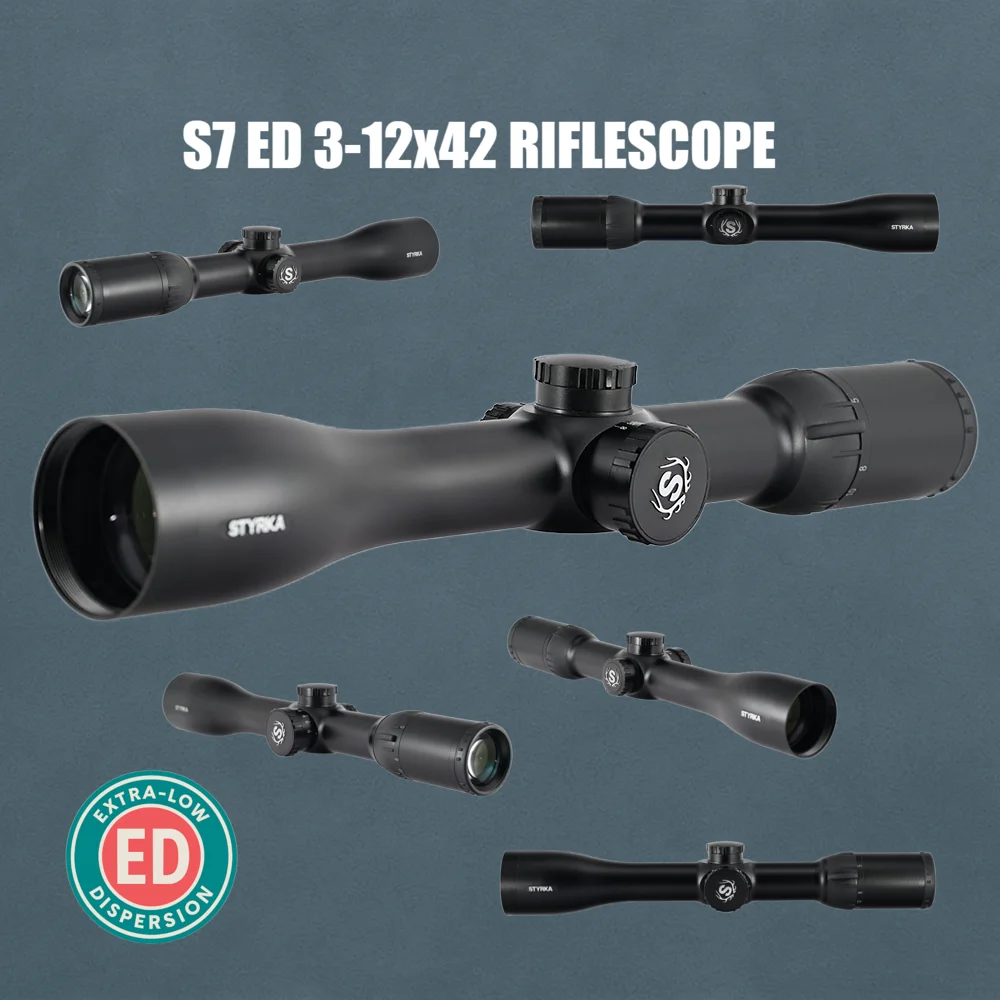 S7 ED 3-12x42 SFP Side Focus Riflescope 30mm Tube 1/4 MOA Outdoor Sport Hunting Shooting