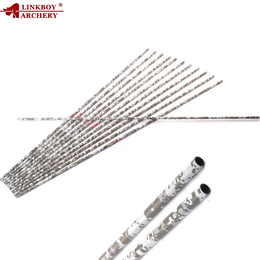12 Uds Linkboy tiro con arco flechas de carbono puro Spine400 ID6.2mm inserto de aluminio para arco compuesto tiro de caza
