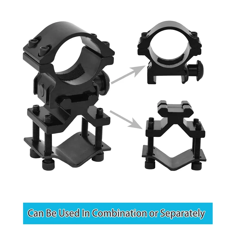 Adaptador de montaje de mira láser para linterna táctica ajustable, Combo de montaje de anillo de alcance desmontable de 1 pulgada para accesorios de caza - imagen 2
