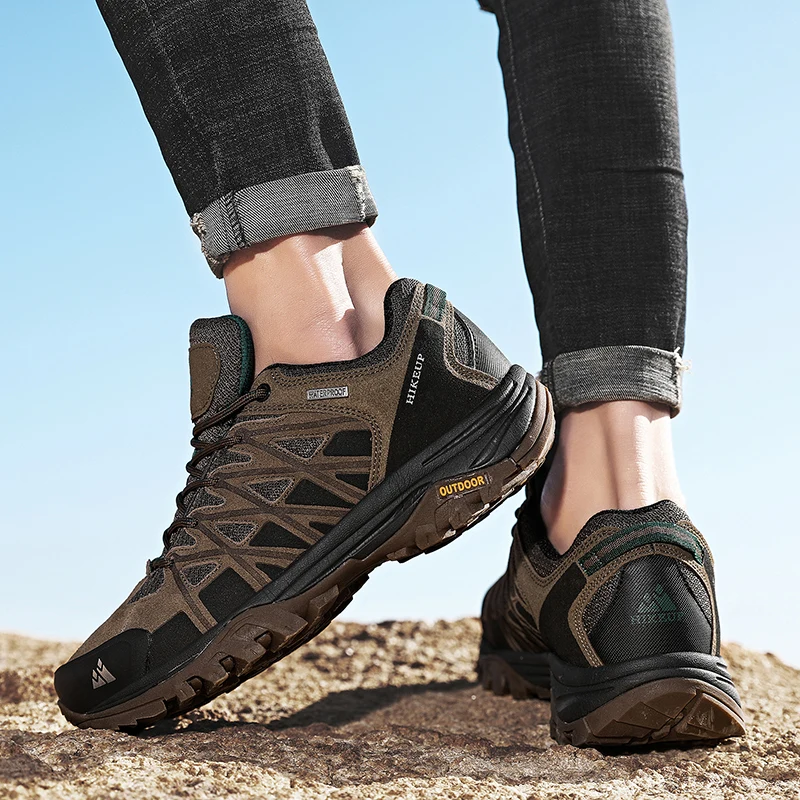 HIKEUP-zapatos de senderismo de cuero para hombre, calzado de Trekking, modelo de coche deportivo de carreras, bloques de construcción Técnicos Mecánicos de ciudad - imagen 5