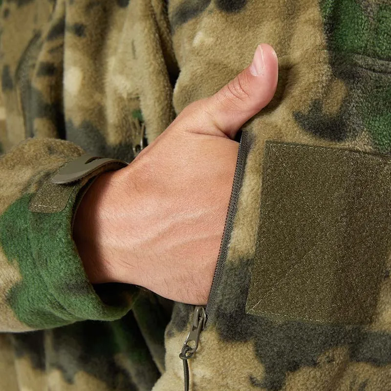 Chaquetas tácticas cálidas de lana para hombre, chaqueta de camuflaje CP, cortavientos, ropa de trabajo al aire libre, abrigo con capucha para senderismo, prendas de vestir con cremallera - imagen 5