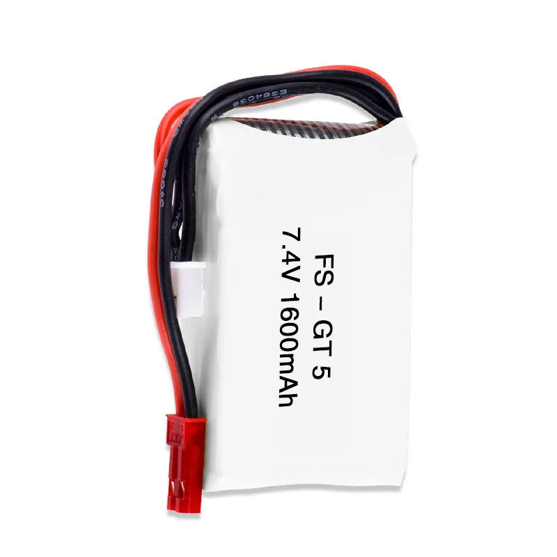Batería Lipo de 7,4 V, 1600mAh para transmisor Flysky FS-GT5, modelos RC, piezas de helicóptero para MC6C MCE7 con enchufe JST, batería de 7,4 V - imagen 4