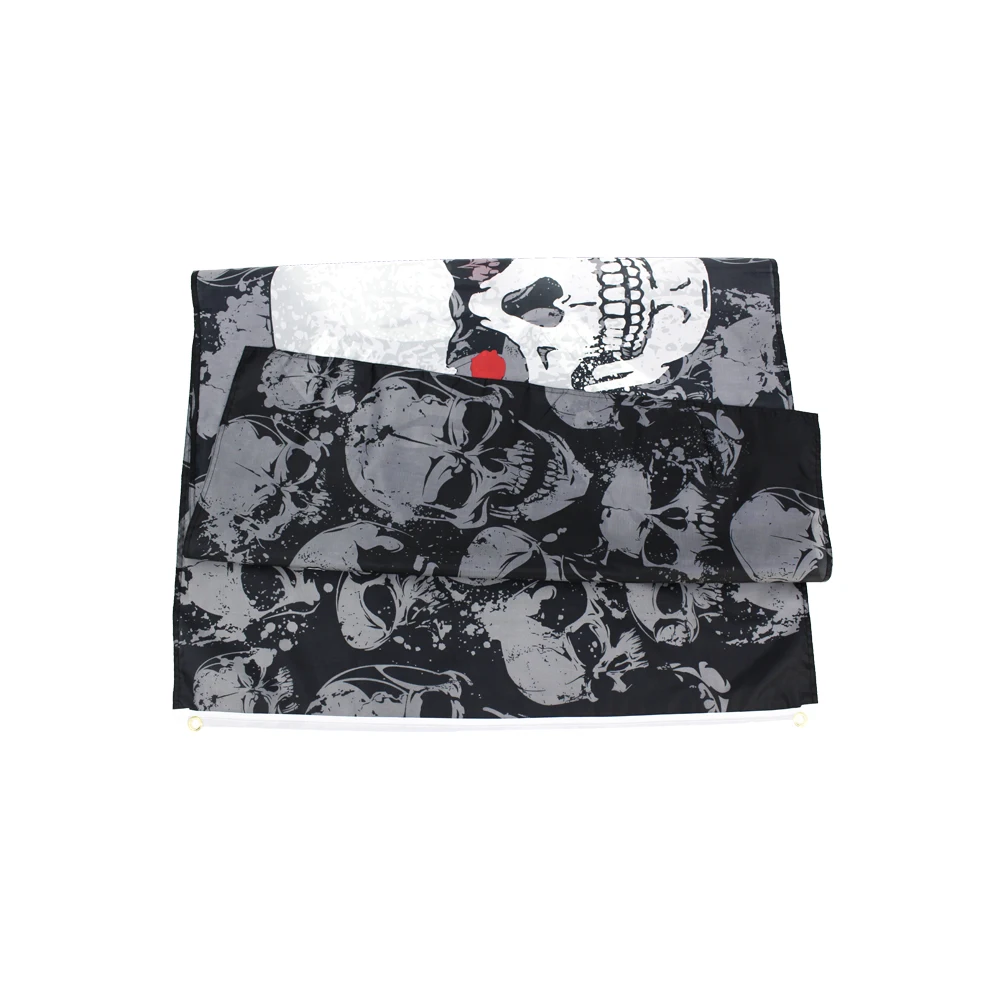 Bandera negra de Brethren de la Costa, 90x150cm, 3x5 pies, pancarta pirata de huesos cruzados con pila de calavera de Jolly Roger - imagen 3