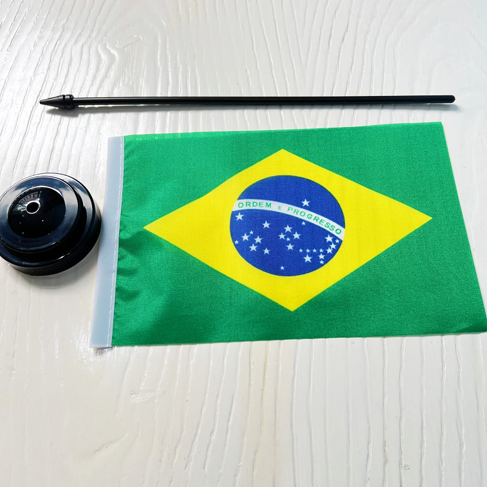 Gabinete de escritorio de oficina de 14x21cm, bandera de Brasil, soporte de mesa brasileño, palo de bandera, decoración de habitación de Brasil - imagen 4