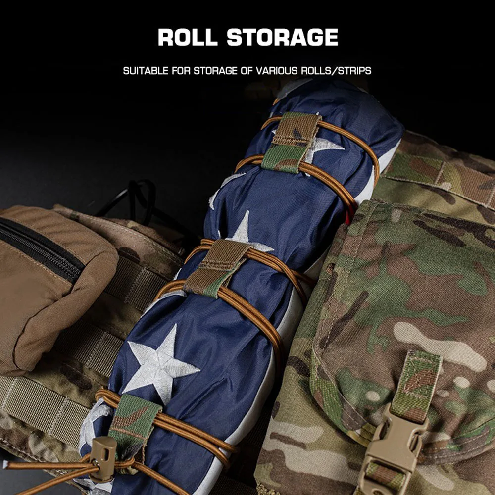 Bandera nacional táctica, correa elástica de sujeción, cordón de choque ajustable, retención MOLLE, chaleco de caza, organizador, Kits de herramientas - imagen 5