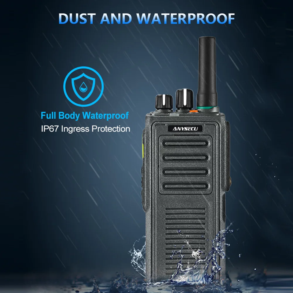 Anysec- walkie-talkie HD765, 4G, POC, 4000mAh, Tarjeta SIM Dual, IP67, Android, con GPS, BT4.0, con interfaz tipo C y M6, NFC - imagen 2