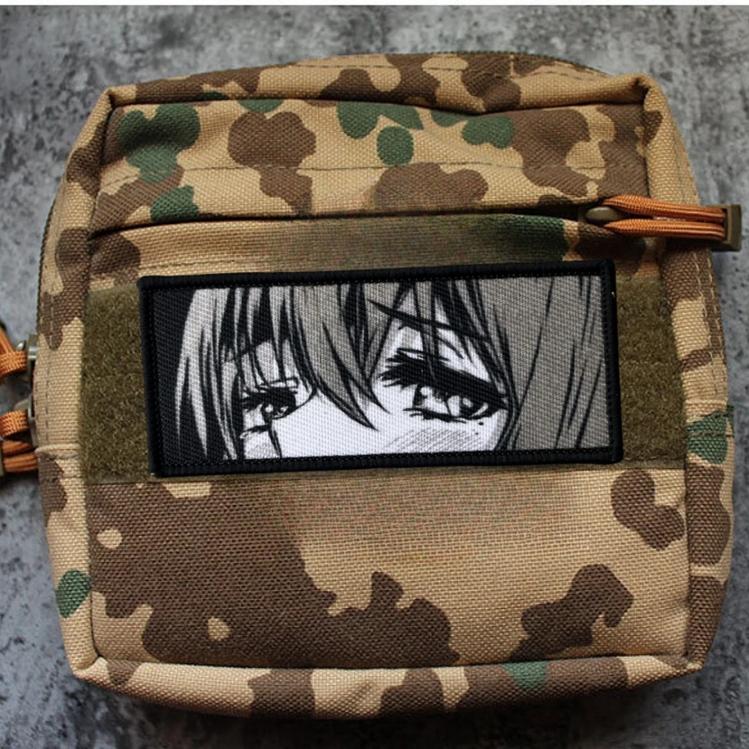 Insignia de moral de chica llorando, parche táctico, brazalete de Anime, estampado de parches de gancho y bucle para ropa, pegatina para mochila - imagen 3