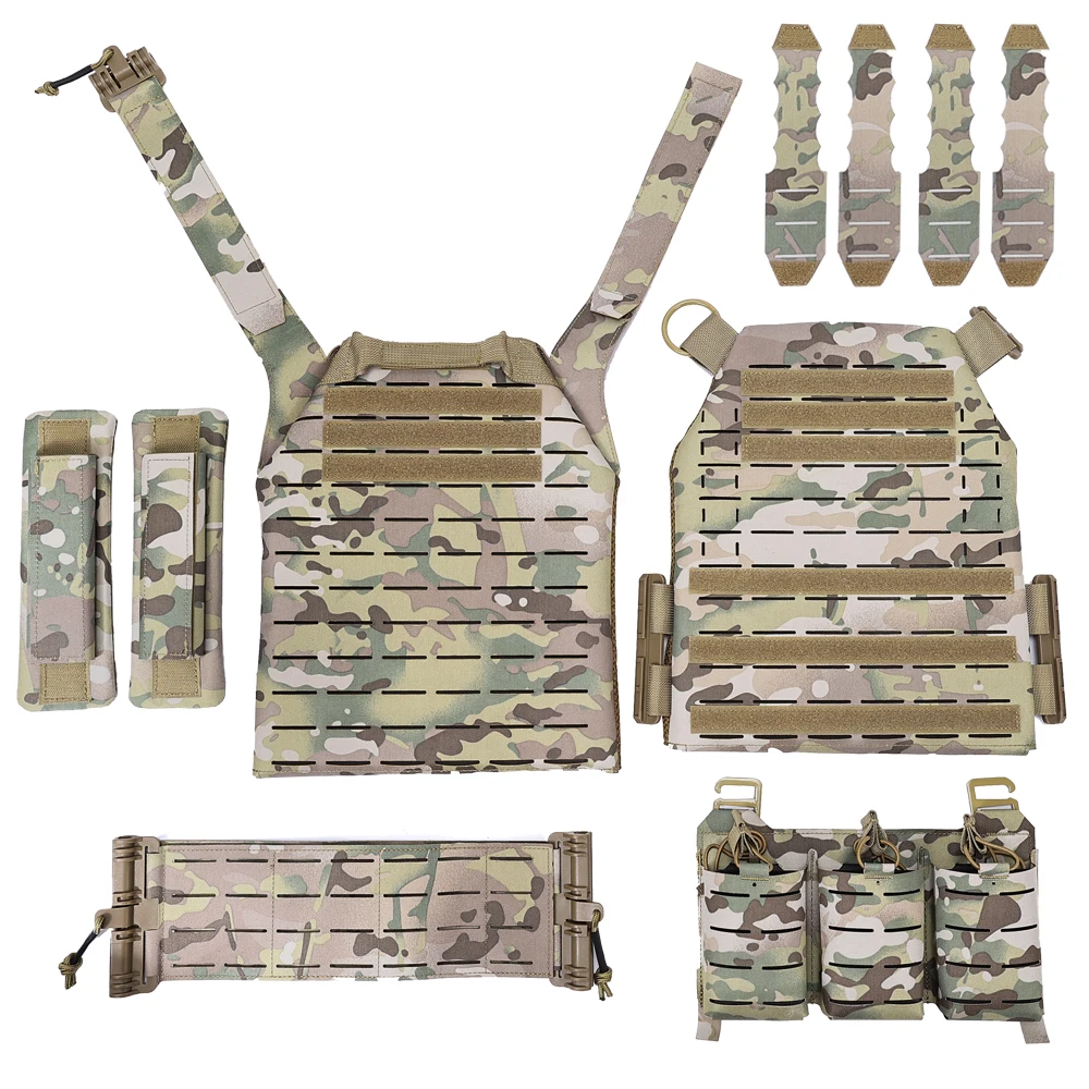 Chaleco portador de placa táctico con liberación rápida, Chaleco de seguridad, Bandolera Táctico, chaleco cortado con láser, bolsa Triple MOLLE para revistas - imagen 5