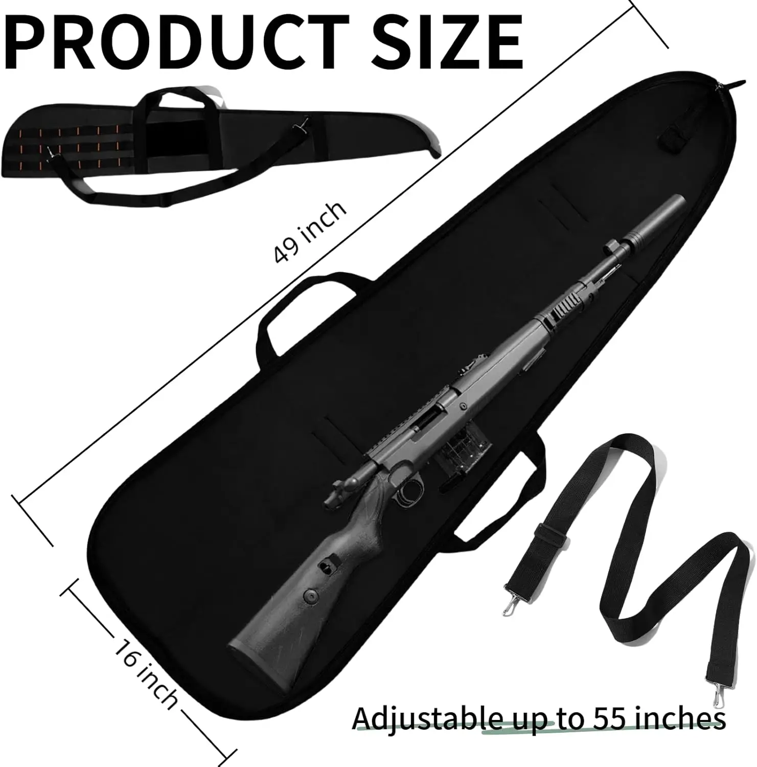 Funda suave para pistola para Rifle, 130cm, Molle, mochila con eslinga para escopeta, funda para Rifle de caza, estuche de transporte de armas largas, bolsa Airsoft - imagen 5