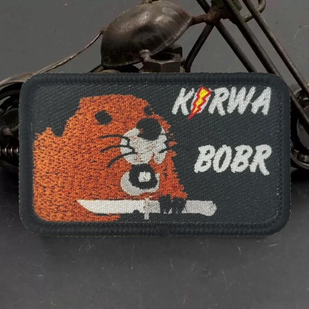 Parche táctico con estampado de castor con cuchillo, parche con emblema divertido de gancho y bucle, insignia de moral militar, brazalete del ejército, pegatinas para mochila Chevron - imagen 5