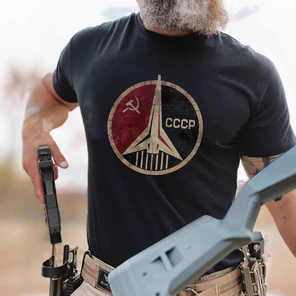 Nueva camiseta de manga corta de verano, ropa de entrenamiento en estilo ruso CCCP - imagen 3