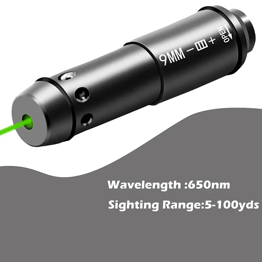 Cartucho de entrenamiento láser verde, calibre 9x19mm, entrenamiento láser táctico, vista de orificio de bala para práctica de entrenamiento de fuego seco - imagen 3