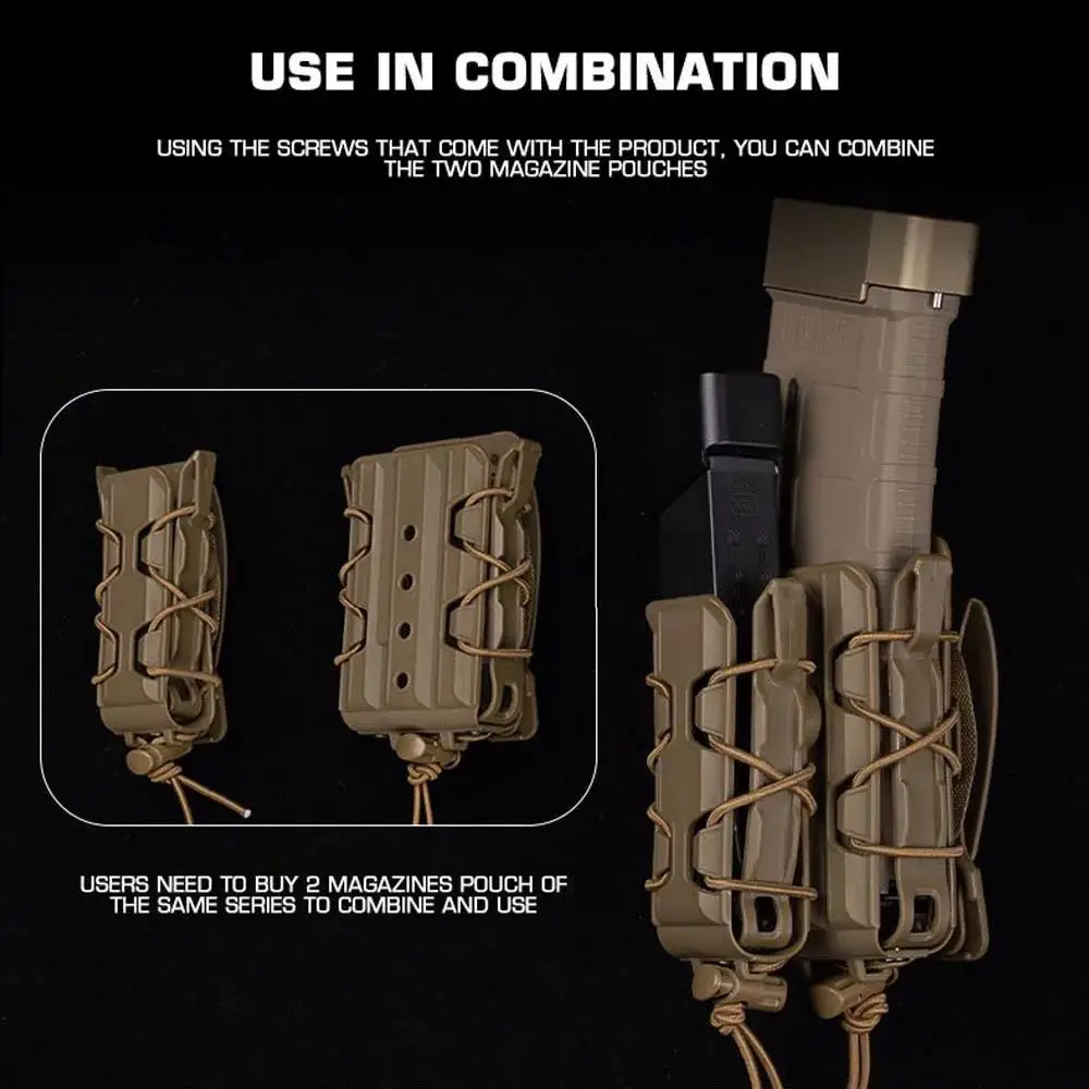 Bolsa táctica para revistas de pistola, bolsa con soporte para Mag de 9mm/45ACP, sistema Molle de liberación rápida ajustable, equipo Airsoft para caza y tiro - imagen 5