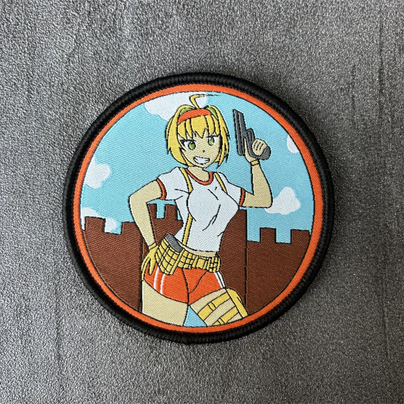 Parche de Anime para chica, brazalete estampado, insignia de moral táctica, gancho, parches militares, accesorios para mochila, pegatinas para ropa - imagen 4