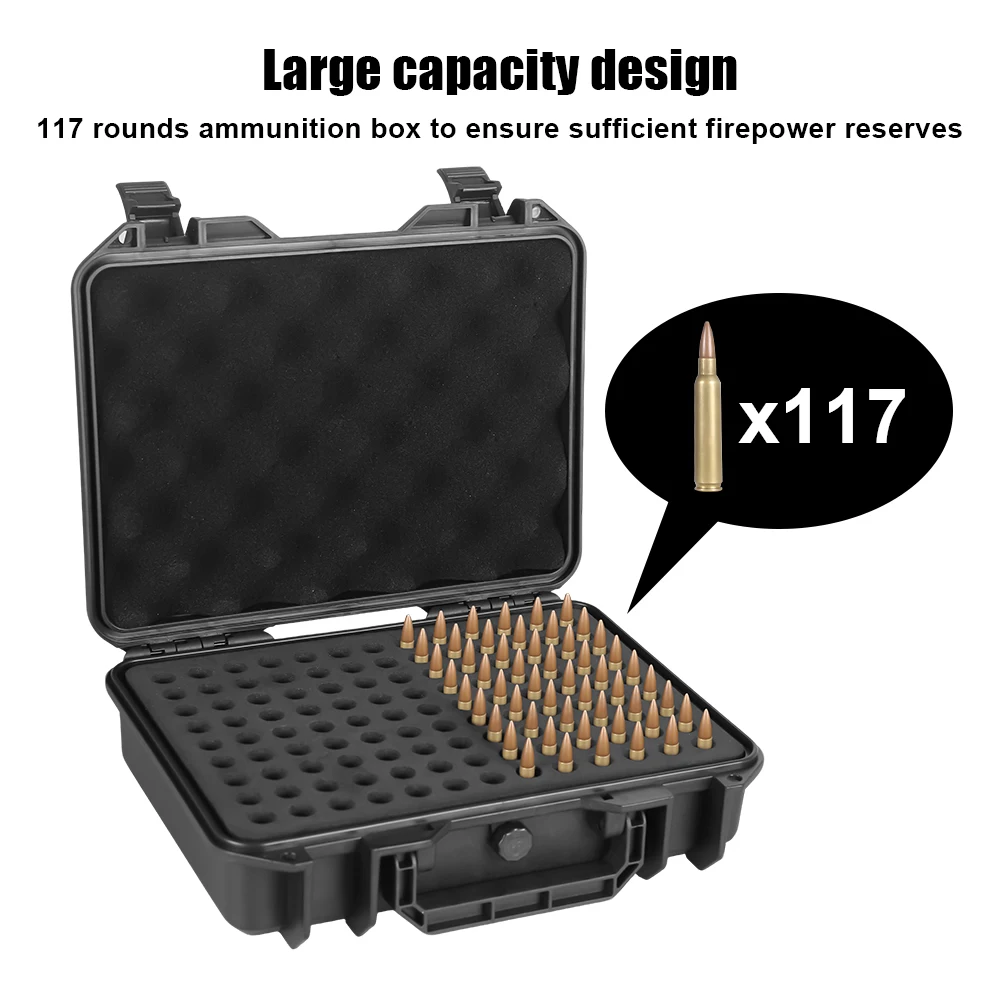 Caja de munición táctica de 117 rondas, estuche de almacenamiento de balas.223/56, lata de almacenamiento de munición, soporte de carcasa de bala, caja, soporte para cartuchos de Rifle - imagen 2