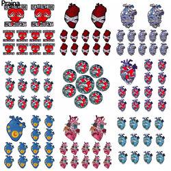 Parche bordado de Van Gogh con ondas de corazón, parches para planchar en la ropa, pegatina bordada de calavera Punk, apliques para ropa, 10 unids/lote