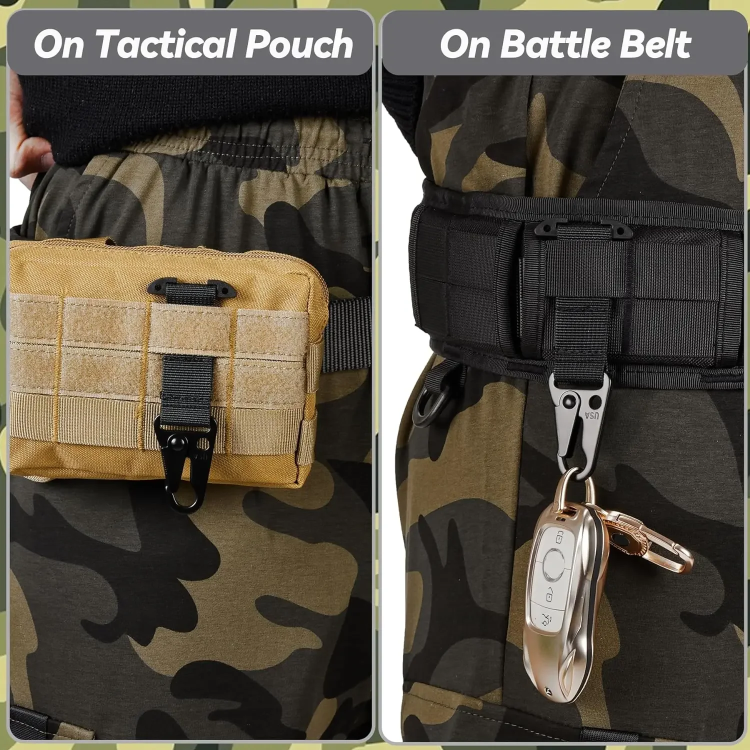Clip mosquetón MOLLE para cinturón táctico – Outdoor