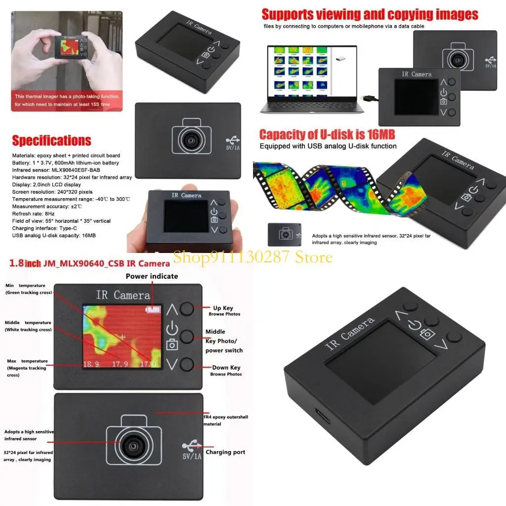 J1HC Termal Imager LCD temperatura Cámara imágenes definición clara