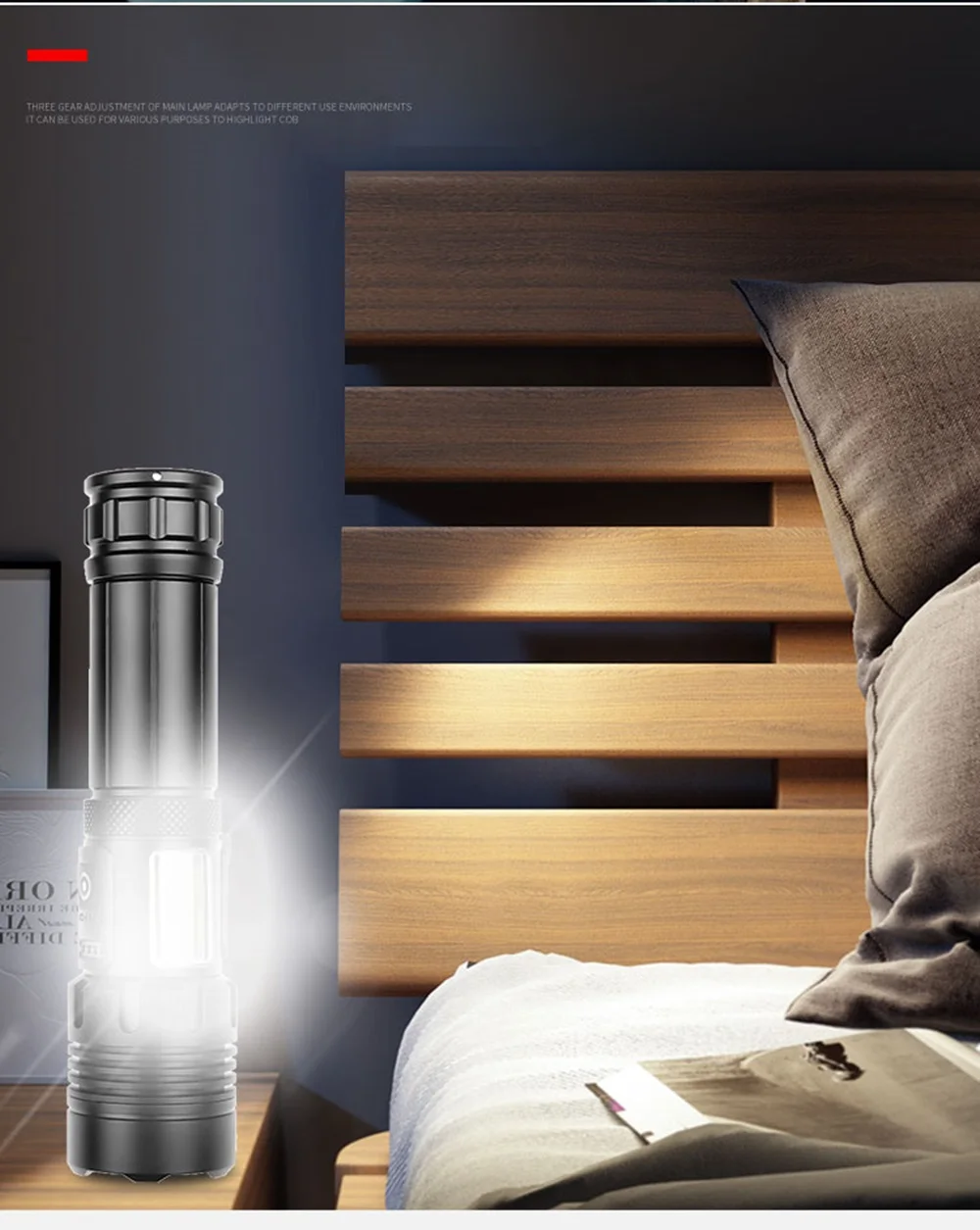 Linterna táctica de alta potencia con Zoom de 30W, luz COB recargable por Usb para exteriores, senderismo, Camping, caza, pesca - imagen 4