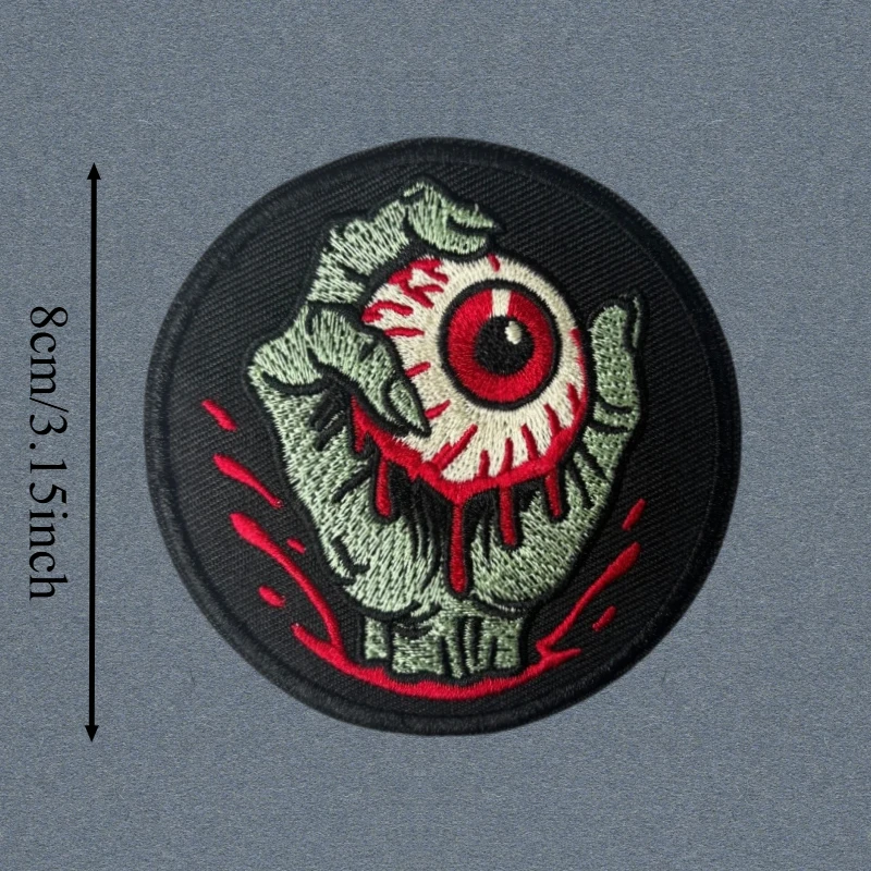 Parche táctico bordado ojo de zombi con velcro para chaleco - imagen 3