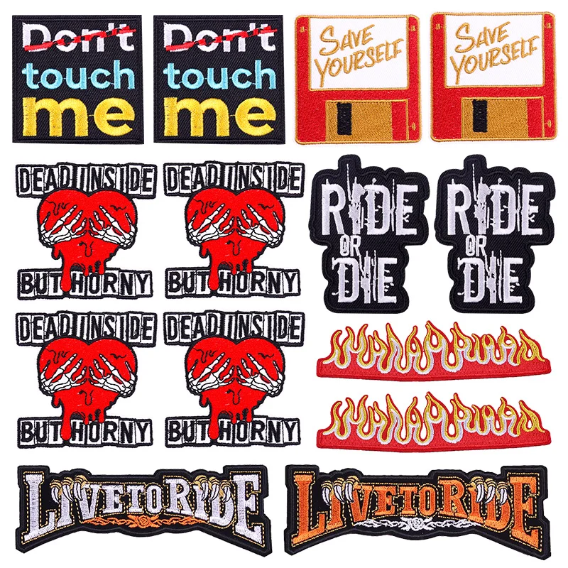 10 unids/lote de parches bordados con eslogan, parches bordados para planchar para ropa, parches termoadhesivos para coser apliques DIY