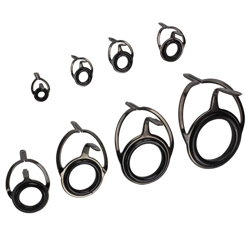 8 unids/set anillo de ojo de caña de pescar cerámica de acero inoxidable guías de caña de fundición de cebo anillo de ojo de reparación de construcción de caña anillo de sedal de pesca - imagen 4