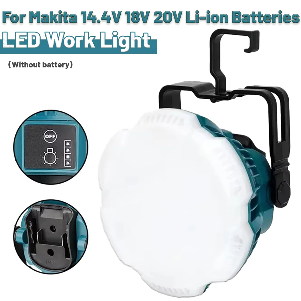 Luz LED de advertencia portátil de 24W, luz de trabajo, iluminación exterior para herramientas eléctricas Makita, lámpara LED con batería de litio de 14,4 V, 18V y 20V