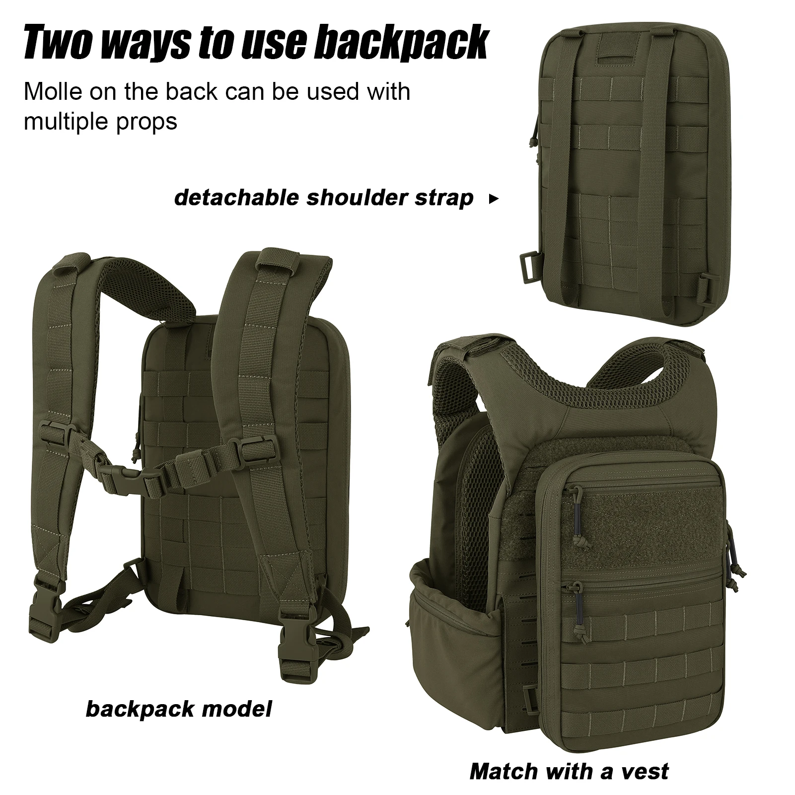 KRYDEX-Paquete MOLLE portador de hidratación táctico de 50 oz, bolsa para vejiga de agua de 1,5 l, mochila de caza, accesorios para chaleco al aire libre - imagen 5