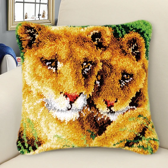 Gancho de pestillo de almohada de tiro de Animal, cojín DIY, paquete de botón Smyrna, almohada bordada, Foamiran para juego de bordado de almohada de costura - imagen 2