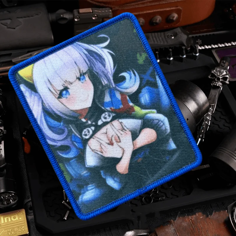 Emblema de gancho y bucle impreso "Kaguya Luna", parche táctico de moral de chica de Anime, insignia militar, brazalete de combate, pegatinas para mochila