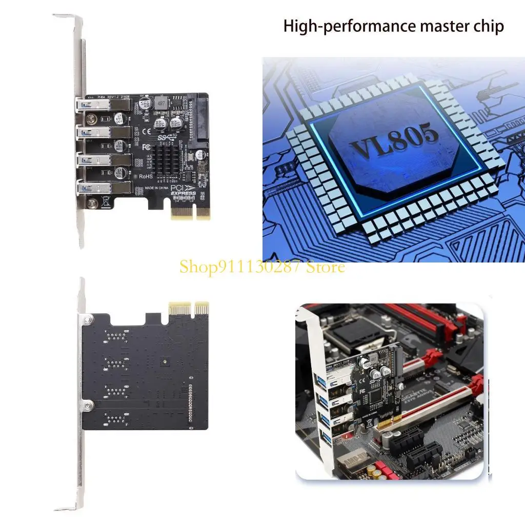 J1HC 4 Port PCIe a USB Tarjeta expansión USB para tarjeta Express para 7