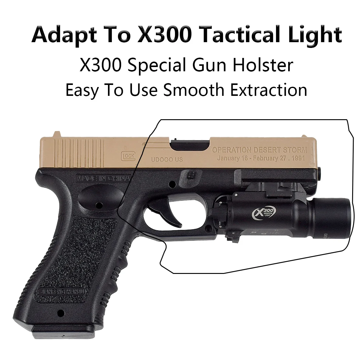 FMA G17L con funda Glock con soporte de luz SF, soporte de pistola rápido para cintura para lámparas G17/G19 y X300, funda táctica para pistola Airsoft - imagen 2