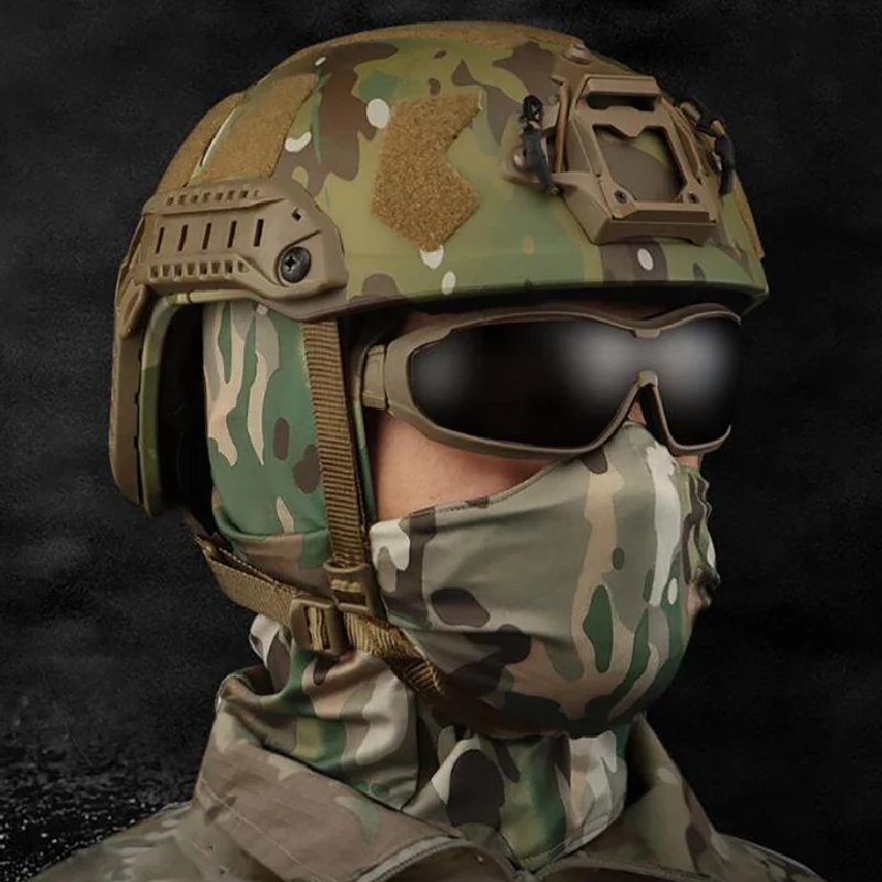 Máscara táctica pasamontañas para exteriores máscara para la cabeza media máscara de silicona casco a prueba de viento Airsoft caza CS juego protector solar sombrero - imagen 4