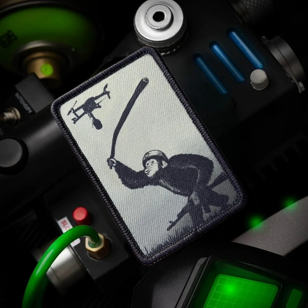 Parches tácticos de moral de Dron de ataque orangután "Evolution", brazalete del ejército militar, mochila, pegatina decorativa con gancho impreso