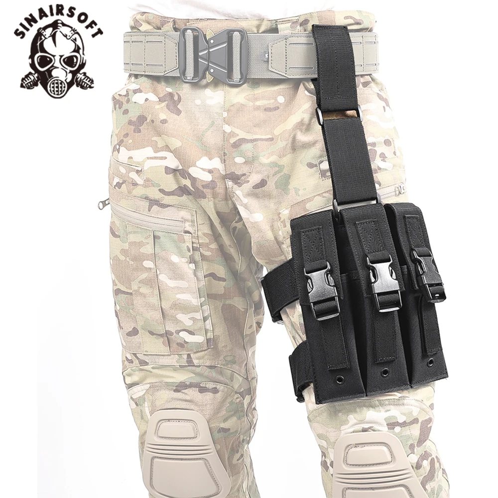 Bolsa táctica de caza Airsoft de liberación rápida para revista MP5, bolsa Triple Mag con pierna caída, bolsa MOLLE Mag, bolsa con Clip para cartucho - imagen 2